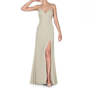 Azazie Hailey Dress in Taupe